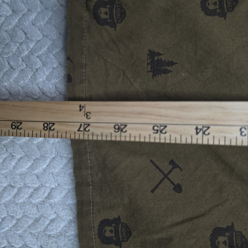 Filson Smokey Bear Shirt Mens Small Olive Green Short Sleeve Graphic Button Down - Picture 4 of 7